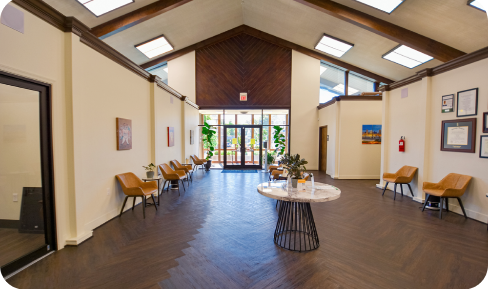 spacious waiting room at glen burnie dental group